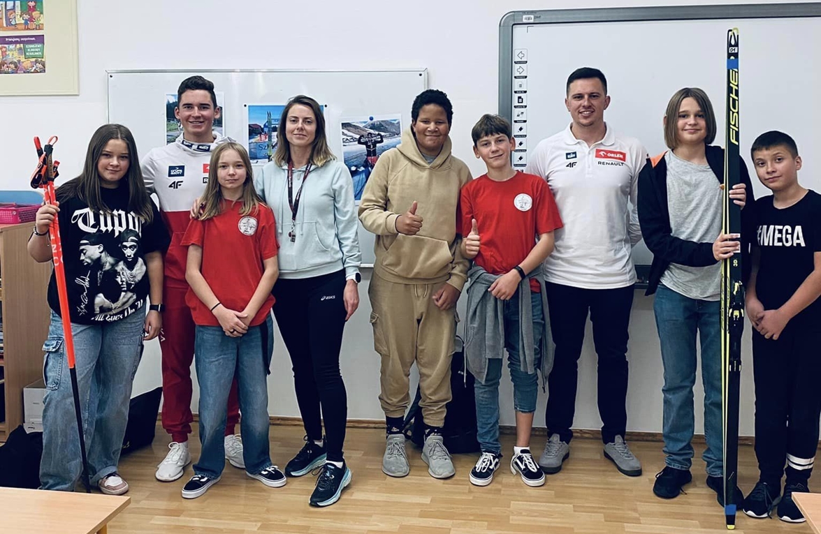 A visit of famous athletes to the school (Poland)